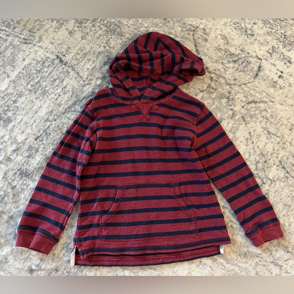 Carter’s boys long sleeve shirt red/blue stripes with hood - size 5T - Picture 1 of 3